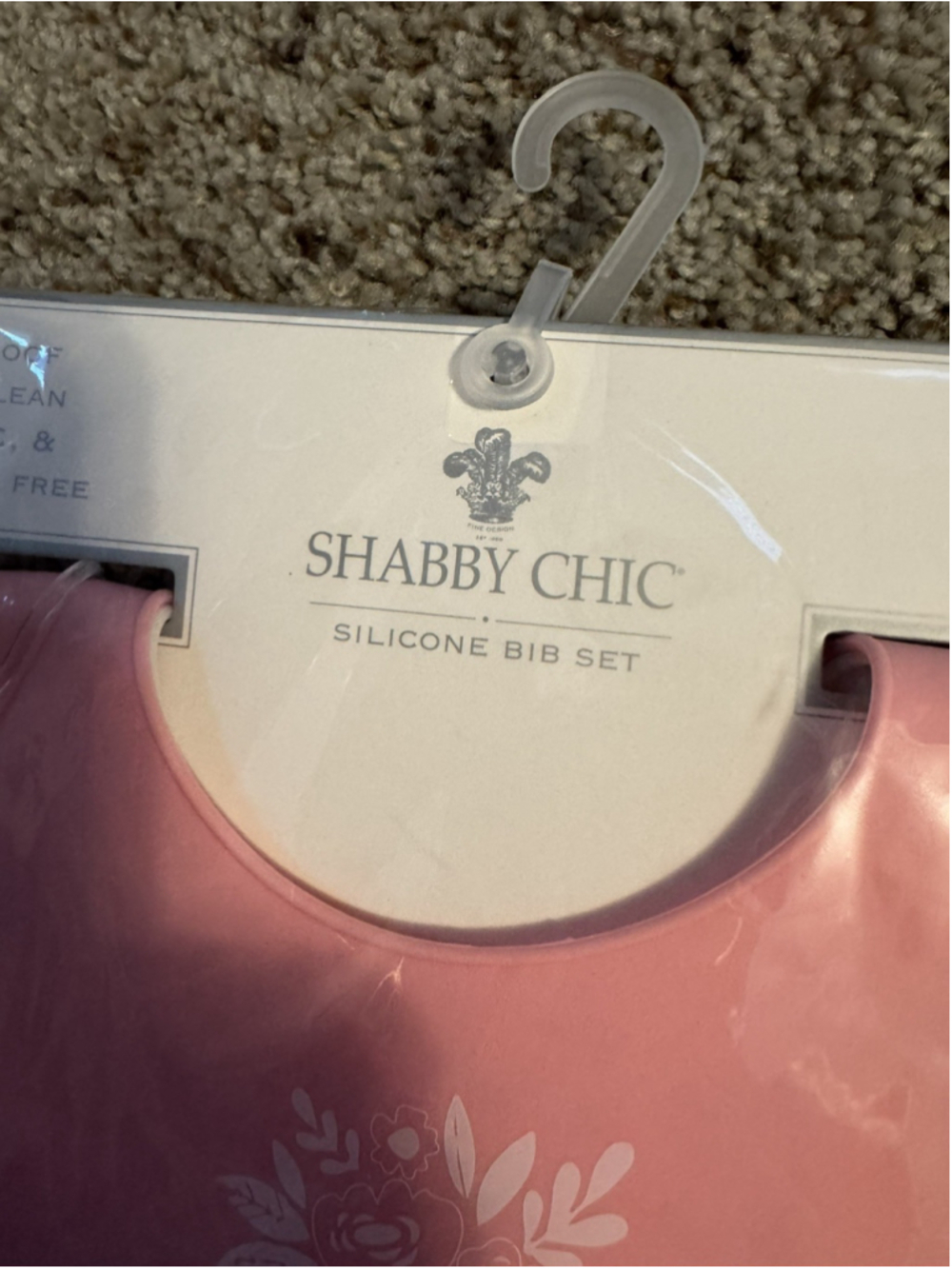 Shabby Chic Silicone Baby Bibs package of 2 NEW in package cute for baby girl